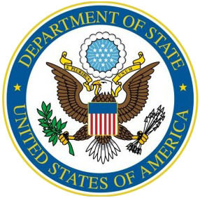 Seal of the US Department of State. Eagle in the center of a circle with the words "Department of State, United States of America"  around the border.